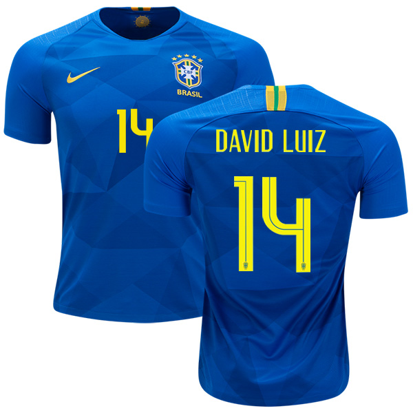 Brazil #14 David Luiz Away Soccer Country Jersey - Click Image to Close